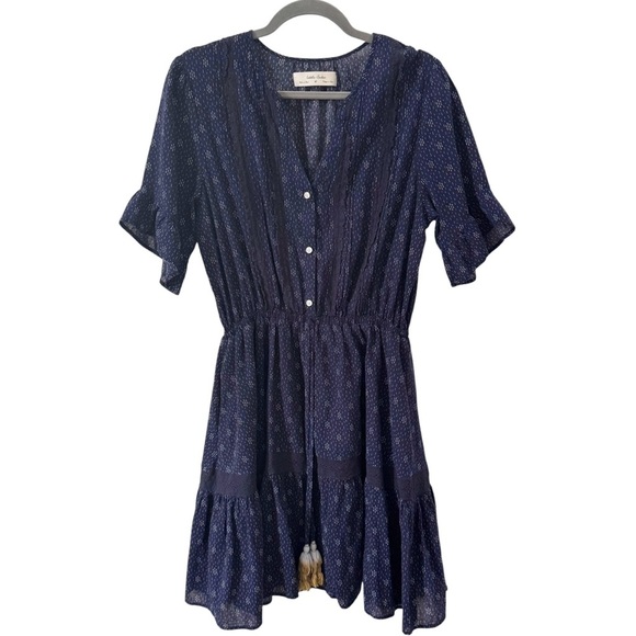 Anthropologie x Isabella Sinclair Bandera Ruffled Tunic Dress Navy Blue Size M - Picture 5 of 13